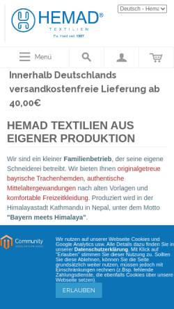 Vorschau der mobilen Webseite www.Hemad.de, hemad.de