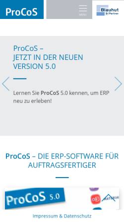 Vorschau der mobilen Webseite www.procos.de, Blauhut & Partner Informationssysteme GmbH