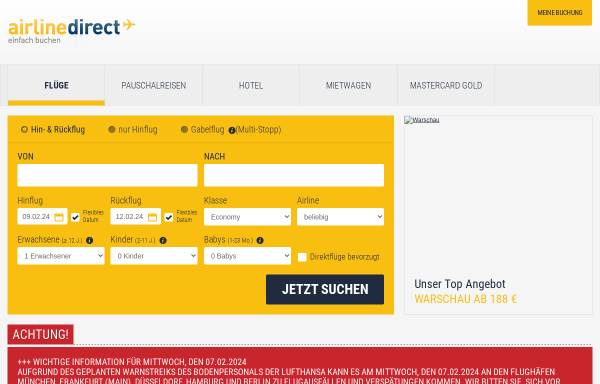 Vorschau von www.airline-direct.de, Airline Direct