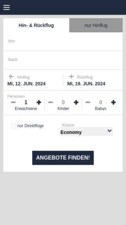 Vorschau der mobilen Webseite www.airline-direct.de, Airline Direct