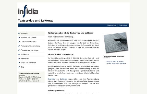 Vorschau von infidia-textservice.de, infidia Textservice und Lektorat