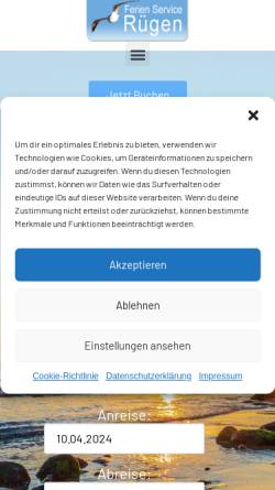 Vorschau der mobilen Webseite www.ferien-service-ruegen.de, Ferienservice Rügen