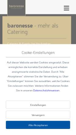 Vorschau der mobilen Webseite www.baronesse-erlebniscatering.de, Baronesse Erlebniscatering
