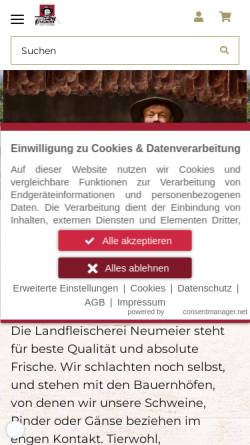 Vorschau der mobilen Webseite www.ahle-wurscht.de, Ahle Wurst, Wurstspezialitäten und Biofleisch