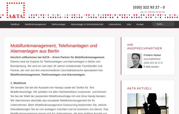Vorschau von www.a-ta.de, A&TA Sicherheitstechnik in Berlin