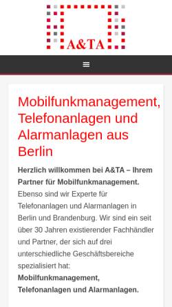 Vorschau der mobilen Webseite www.a-ta.de, A&TA Sicherheitstechnik in Berlin