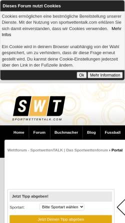 Vorschau der mobilen Webseite www.sportwettentalk.com, SportwettenTALK - Das Forum für Sportwetter