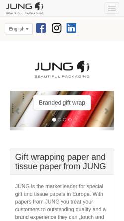 Vorschau der mobilen Webseite www.jung-design.de, Jung Verpackungen GmbH