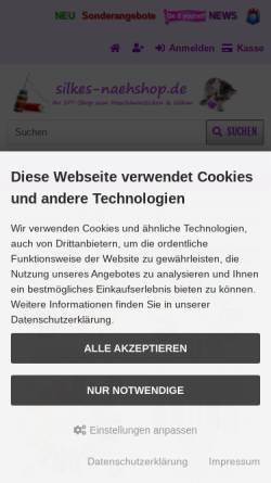 Vorschau der mobilen Webseite www.silkes-naehshop.de, Silkes Nähshop