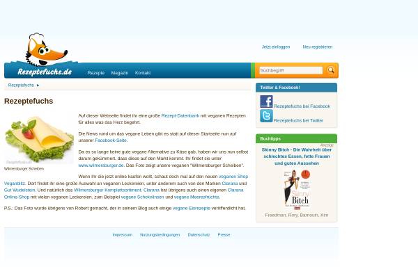 Vorschau von www.rezeptefuchs.de, Veganes Rezepteportal und Produktdatenbank