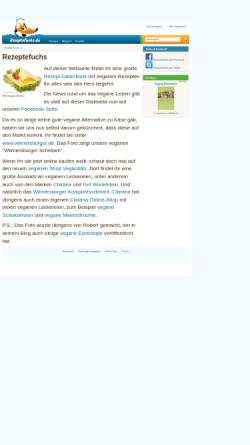 Vorschau der mobilen Webseite www.rezeptefuchs.de, Veganes Rezepteportal und Produktdatenbank