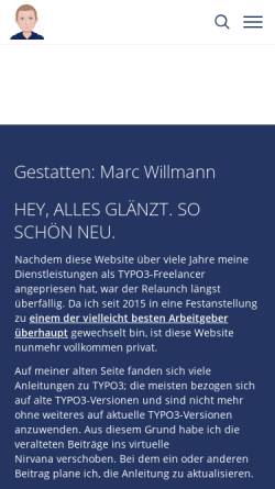 Vorschau der mobilen Webseite www.marc-willmann.de, Marc Willmann. TYPO3 Freelancer.