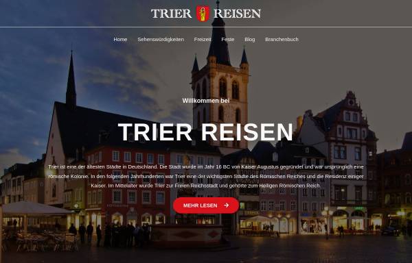 Vorschau von trier-reisen.de, Trier-Reisen - Das Portal für Trier-Reisen