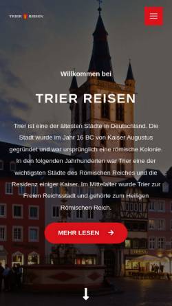 Vorschau der mobilen Webseite trier-reisen.de, Trier-Reisen - Das Portal für Trier-Reisen