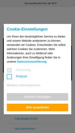 Vorschau der mobilen Webseite www.kabelscheune.de, KabelScheune - Elektroinstallationsmaterial für Privat und Gewerbe.