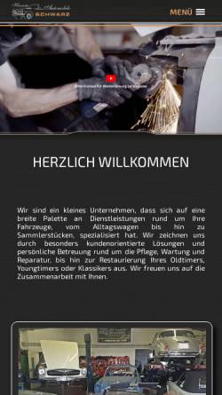 Vorschau der mobilen Webseite www.oldtimer-schwarz.de, Klassische Automobile Schwarz - die Werkstatt für Ihren Klassiker