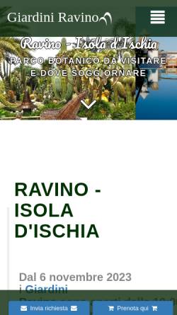 Vorschau der mobilen Webseite www.ravino.it, Ravino - Ferienwohnungen mitten in einem Botanischen Garten 