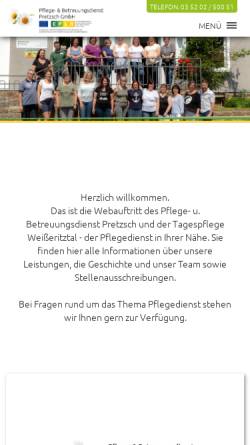 Vorschau der mobilen Webseite www.pflegedienst-pretzsch.de, Pflegedienst Pretzsch