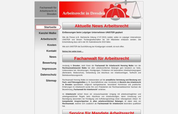 Vorschau von www.arbeitsrechtindresden.de, Arbeitsrecht in Dresden - Rechtsanwaltskanzlei Malke