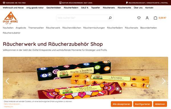Vorschau von www.only-goods.de, only-goods - Räucherwerk und Zubehör