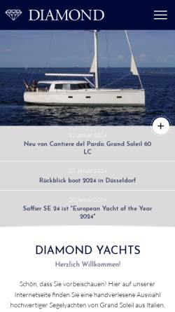 Vorschau der mobilen Webseite www.diamond-yachts.de, DIAMOND Yachts GmbH