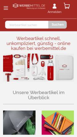 Vorschau der mobilen Webseite www.werbemittel.de, Werbemittel.de - das Portal für Insider