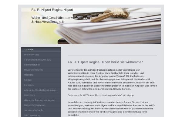Vorschau von www.wohnungsmarkt-leipzig.com, Fa. R. Hilpert Wohn- und Geschäftsraumvermittlung & Hausverwaltung