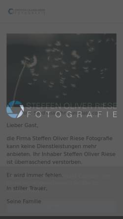 Vorschau der mobilen Webseite www.steffenriese.de, Steffen Oliver Riese Fotografie