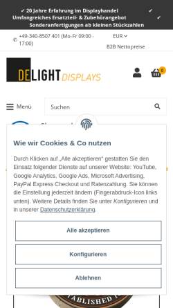Vorschau der mobilen Webseite www.delight.de, DELIGHT Displays: Aufsteller