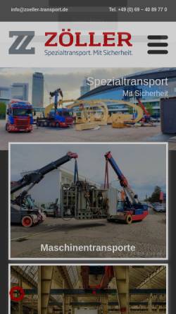 Vorschau der mobilen Webseite zoeller-transport.de, Zöller Spezialtransporte