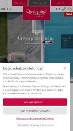 Vorschau der mobilen Webseite www.quellenhof.at, Quellenhof - Wellnesshotel in Tirol