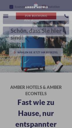 Vorschau der mobilen Webseite www.amber-hotels.de, Amber Hotels - München, Berlin, Stuttgart, Düsseldorf