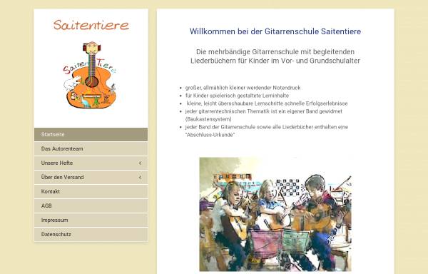 Vorschau von saitentiere.de, Saitentiere - Gitarrenschule für Kinder im Vor- und Grundschulalter