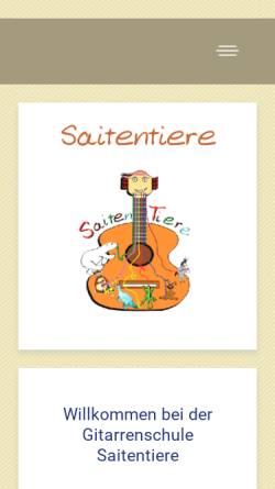 Vorschau der mobilen Webseite saitentiere.de, Saitentiere - Gitarrenschule für Kinder im Vor- und Grundschulalter