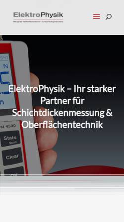 Vorschau der mobilen Webseite www.elektrophysik.com, Schichtdickenmessgeräte von ElektroPhysik