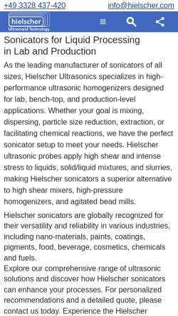 Hielscher Ultrasonics - Ultrasound Technology