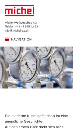 Vorschau der mobilen Webseite michel-ag.ch, Michel AG Formenbau & Kunststofftechnik