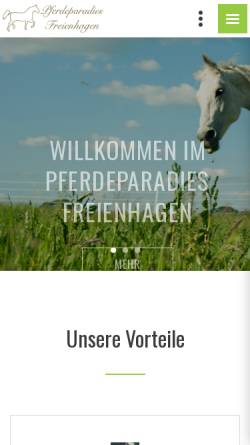 Vorschau der mobilen Webseite www.pferdeparadies-freienhagen.de, Pferdeparadies Freienhagen