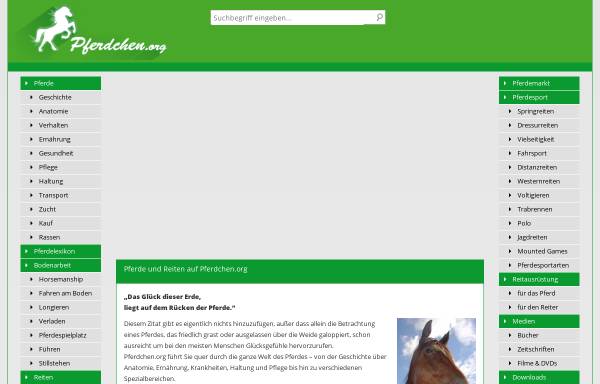 Vorschau von www.pferdchen.org, Pferdchen - alles über Pferdehaltung, Pferde, Reiten usw.