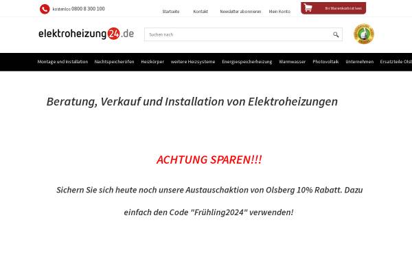 Vorschau von www.elektroheizung24.de, Elektroheizung24