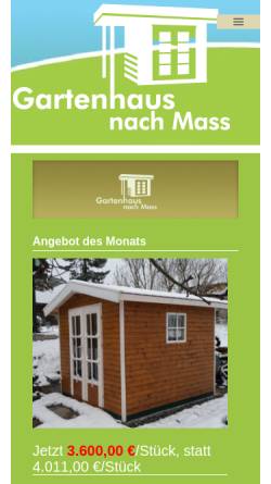 Vorschau der mobilen Webseite www.gartenhaus-nach-mass.de, Ganama GmbH - Ihr eigenes Gartenhaus