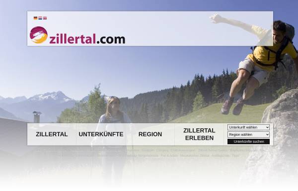 Vorschau von www.zillertal.com, Portal für das Zillertal in Tirol