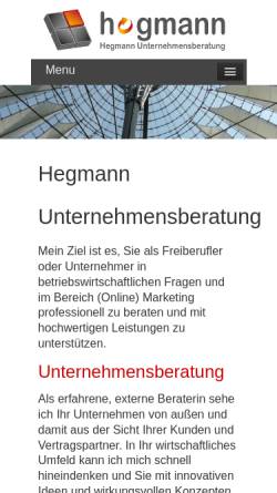 Vorschau der mobilen Webseite www.hegmann-web.de, Karin Hegmann