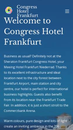 Vorschau der mobilen Webseite sheratoncongressfrankfurt.com, Hotel in Frankfurt - Sheraton Congress Frankfurt