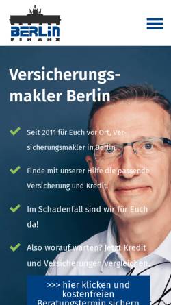 Vorschau der mobilen Webseite www.berlinfinanz24.de, BerlinFinanz24 - Ihr Versicherungsmakler Jan Kunkel aus Berlin 