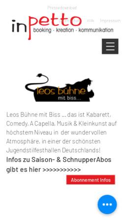 Vorschau der mobilen Webseite www.leosbuehne.de, Leos Bühne mit Biss ...