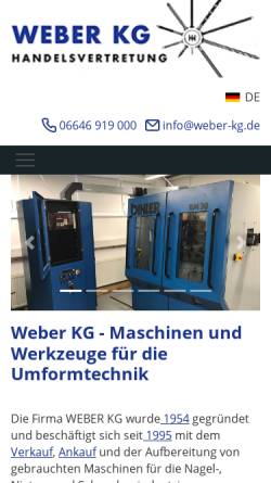 Vorschau der mobilen Webseite www.weber-kg.de, Weber KG - Gebrauchtmaschinen für die Drahtindustrie