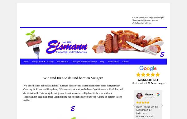 Vorschau von www.fleischerei-eismann.de, Fleischerei und Partyservice Eismann