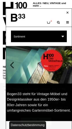 Vorschau der mobilen Webseite www.bogen33.ch, Bogen33 Vintage Design
