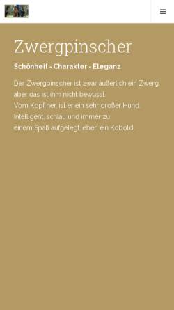 Vorschau der mobilen Webseite www.zwergpinscher-kobolde.de, Zwergpinscher Kobolde